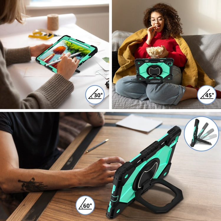 For iPad Pro 11 2022 / Air 10.9 2022 Contrast Color Robot Silicone Hybrid PC Tablet Case(Black Mint Green) - iPad Pro 11 (2022/2021) Cases by buy2fix | Online Shopping UK | buy2fix