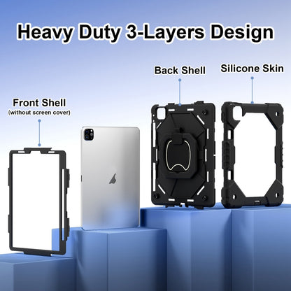 For iPad Pro 11 2022 / Air 10.9 2022 Contrast Color Robot Silicone Hybrid PC Tablet Case(Black) - iPad Pro 11 (2022/2021) Cases by buy2fix | Online Shopping UK | buy2fix
