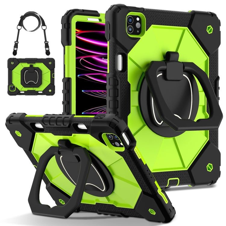 For iPad Pro 11 2022 / Air 10.9 2022 Contrast Color Robot Silicone Hybrid PC Tablet Case(Black Yellow Green) - iPad Pro 11 (2022/2021) Cases by buy2fix | Online Shopping UK | buy2fix
