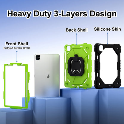 For iPad Pro 11 2022 / Air 10.9 2022 Contrast Color Robot Silicone Hybrid PC Tablet Case(Black Yellow Green) - iPad Pro 11 (2022/2021) Cases by buy2fix | Online Shopping UK | buy2fix