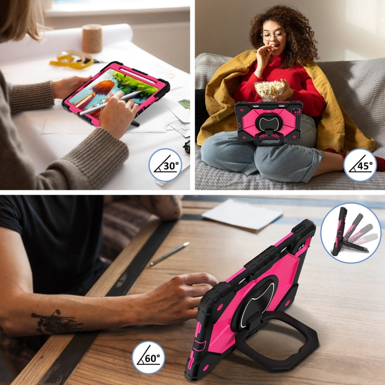 For iPad Pro 11 2022 / Air 10.9 2022 Contrast Color Robot Silicone Hybrid PC Tablet Case(Black Rose Red) - iPad Pro 11 (2022/2021) Cases by buy2fix | Online Shopping UK | buy2fix