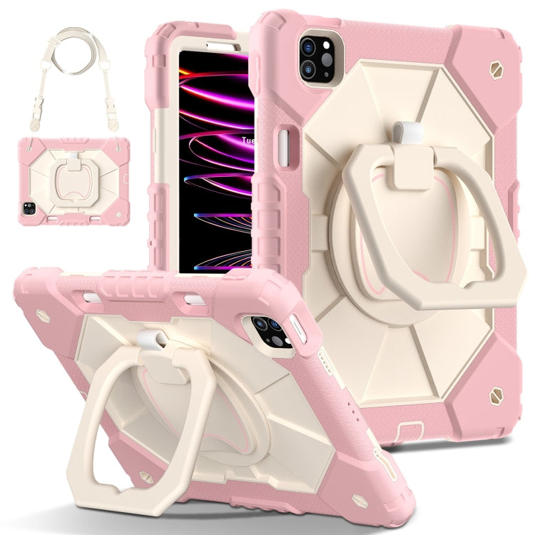 For iPad Pro 11 2022 / Air 10.9 2022 Contrast Color Robot Silicone Hybrid PC Tablet Case(Rose Gold Beige) - iPad Pro 11 (2022/2021) Cases by buy2fix | Online Shopping UK | buy2fix