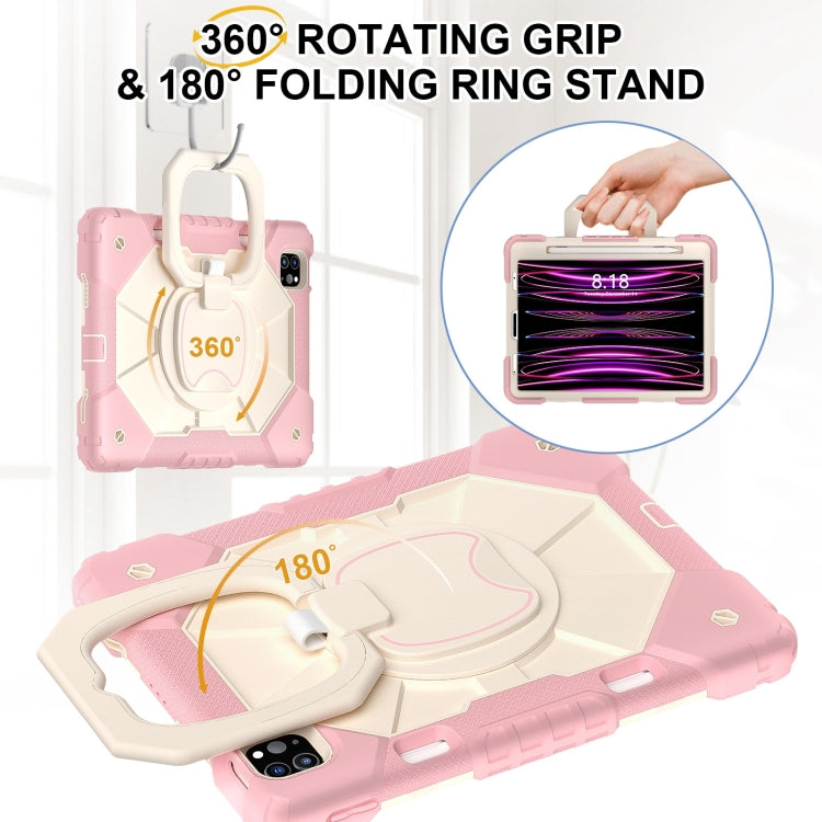 For iPad Pro 11 2022 / Air 10.9 2022 Contrast Color Robot Silicone Hybrid PC Tablet Case(Rose Gold Beige) - iPad Pro 11 (2022/2021) Cases by buy2fix | Online Shopping UK | buy2fix