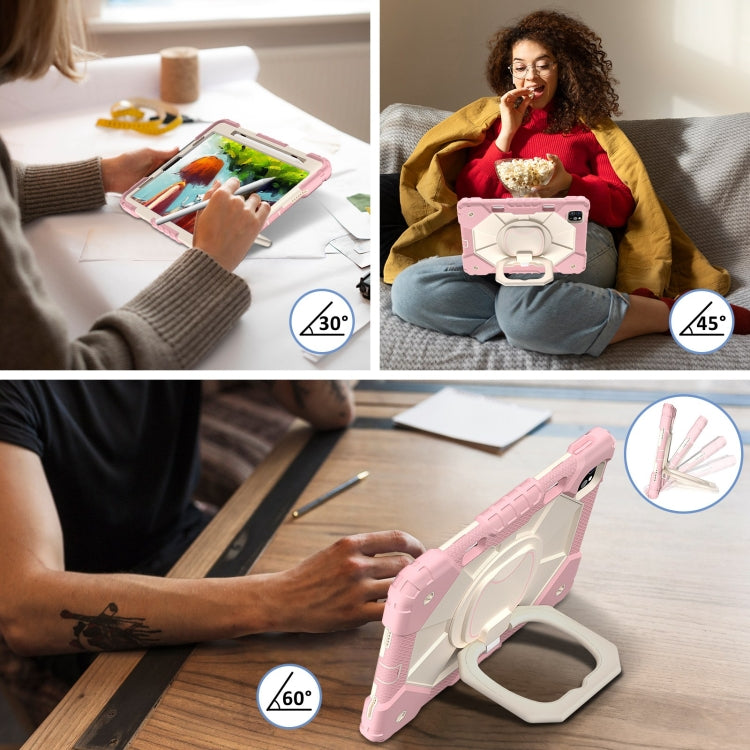 For iPad Pro 11 2022 / Air 10.9 2022 Contrast Color Robot Silicone Hybrid PC Tablet Case(Rose Gold Beige) - iPad Pro 11 (2022/2021) Cases by buy2fix | Online Shopping UK | buy2fix