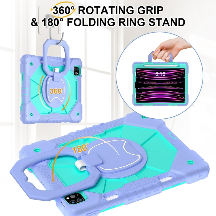 For iPad Pro 11 2022 / Air 10.9 2022 Contrast Color Robot Silicone Hybrid PC Tablet Case(Purple Mint Green) - iPad Pro 11 (2022/2021) Cases by buy2fix | Online Shopping UK | buy2fix