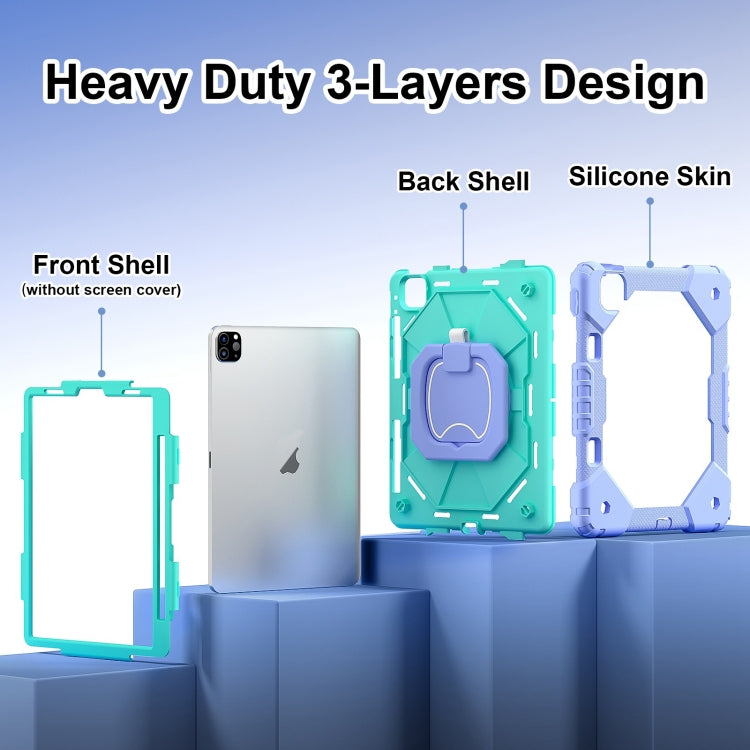 For iPad Pro 11 2022 / Air 10.9 2022 Contrast Color Robot Silicone Hybrid PC Tablet Case(Purple Mint Green) - iPad Pro 11 (2022/2021) Cases by buy2fix | Online Shopping UK | buy2fix