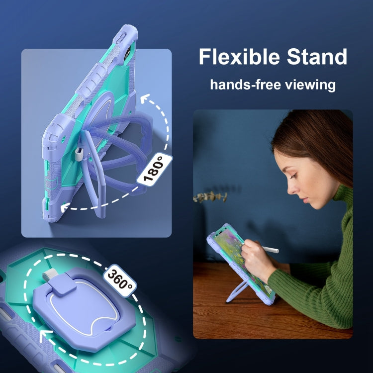 For iPad Pro 11 2022 / Air 10.9 2022 Contrast Color Robot Silicone Hybrid PC Tablet Case(Purple Mint Green) - iPad Pro 11 (2022/2021) Cases by buy2fix | Online Shopping UK | buy2fix