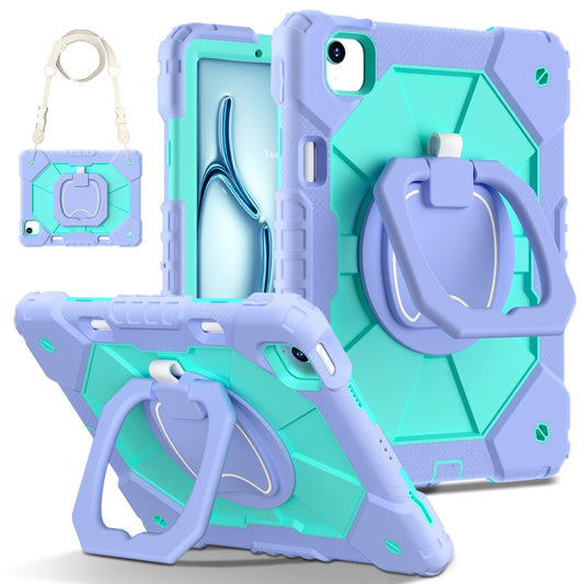 For iPad Air 11 2025 / 2024 Contrast Color Robot Silicone Hybrid PC Tablet Case(Purple Mint Green) - iPad Air 11 2025 / 2024 Cases by buy2fix | Online Shopping UK | buy2fix