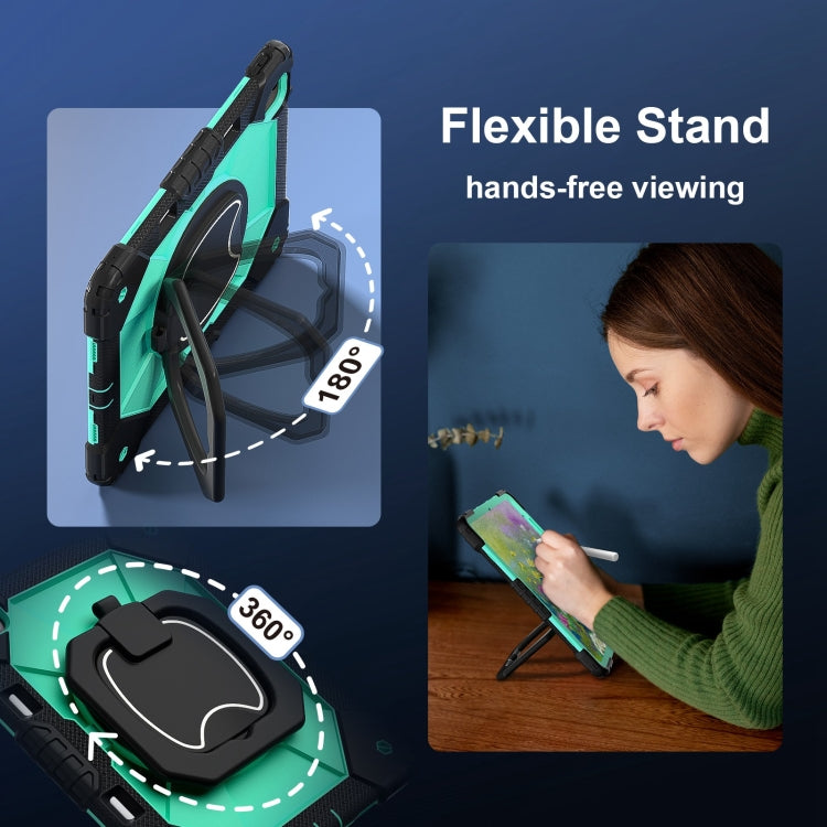 For iPad Air 13 2025 / 2024 Contrast Color Robot Silicone Hybrid PC Tablet Case(Black Mint Green) - iPad Air 13 2025 / 2024 Cases by buy2fix | Online Shopping UK | buy2fix