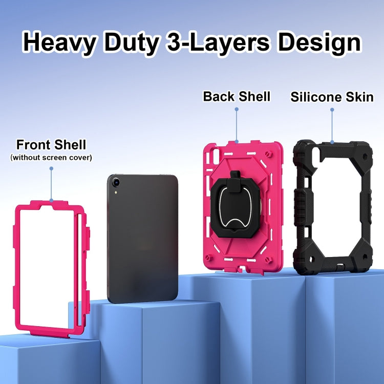 For iPad mini 2024 / mini 6 Contrast Color Robot Silicone Hybrid PC Tablet Case(Black Rose Red) - iPad mini 2024 Cases by buy2fix | Online Shopping UK | buy2fix