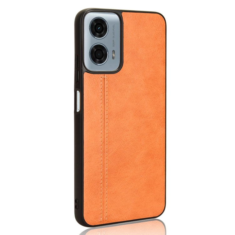 For Motorola Moto G Power 5G 2024 Cow Pattern Sewing Back Cover Phone Case(Orange) by buy2fix