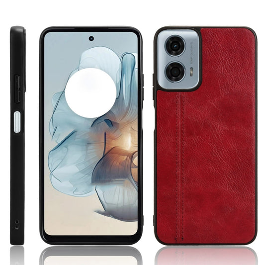 For Motorola Moto G 5G 2024 / G Play 5G 2024 Cow Pattern Sewing Back Cover Phone Case(Red) by buy2fix