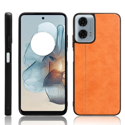 For Motorola Moto G 5G 2024 / G Play 5G 2024 Cow Pattern Sewing Back Cover Phone Case(Orange) by buy2fix