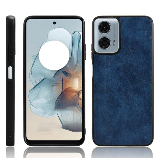 For Motorola Moto G 5G 2024 / G Play 5G 2024 Cow Pattern Sewing Back Cover Phone Case(Blue) by buy2fix