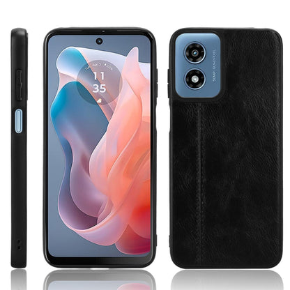 For Motorola Moto G Play 4G 2024 Cow Pattern Sewing Back Cover Phone Case(Black) by buy2fix