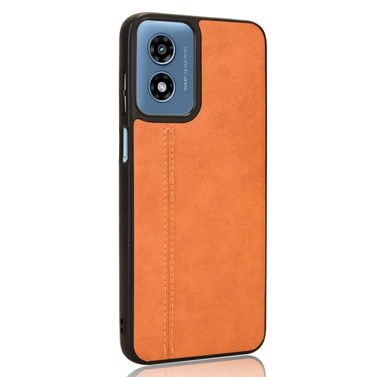 For Motorola Moto G Play 4G 2024 Cow Pattern Sewing Back Cover Phone Case(Orange) by buy2fix
