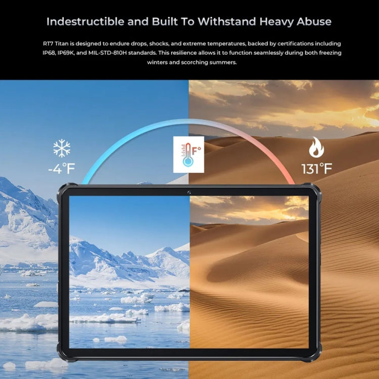 OUKITEL RT7 TITAN 5G Network IP68/IP69K Rugged Tablet, 12GB+256GB, 10.1 inch Android 13 MediaTek Dimensity 720 Octa Core Support Dual SIM, EU Plug(Black) by OUKITEL