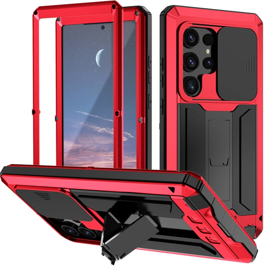 For Samsung Galaxy S24 Ultra 5G R-JUST Sliding Camera Life Waterproof Holder Phone Case(Red)