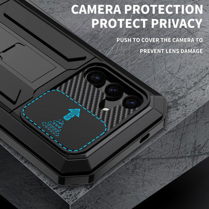 For Samsung Galaxy S25+ 5G R-JUST Sliding Camera Life Waterproof Holder Phone Case(Black) - Galaxy S25+ 5G Cases by R-JUST | Online Shopping UK | buy2fix