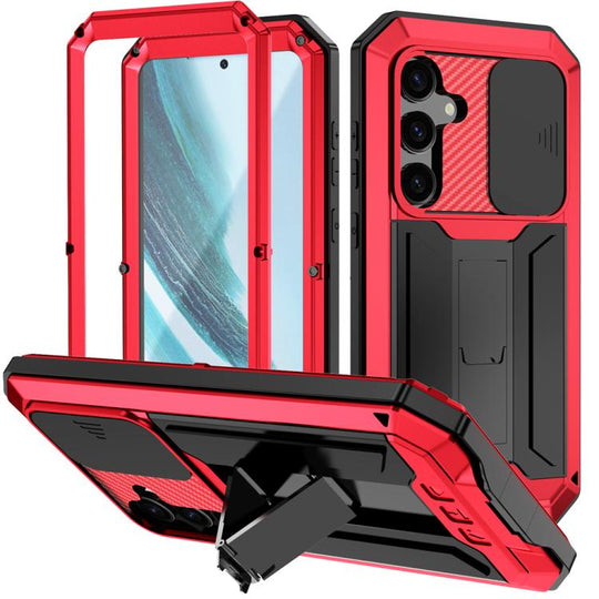 For Samsung Galaxy S25+ 5G R-JUST Sliding Camera Life Waterproof Holder Phone Case(Red)