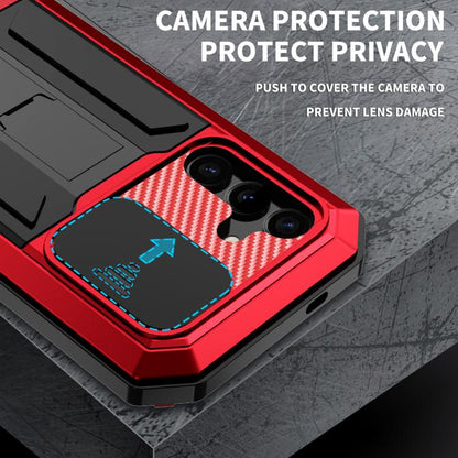 For Samsung Galaxy S25 5G R-JUST Sliding Camera Life Waterproof Holder Phone Case(Red) - Galaxy S25 5G Cases by R-JUST | Online Shopping UK | buy2fix