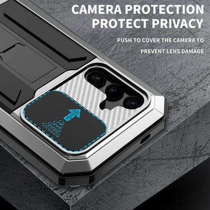 For Samsung Galaxy S25 5G R-JUST Sliding Camera Life Waterproof Holder Phone Case(Silver) - Galaxy S25 5G Cases by R-JUST | Online Shopping UK | buy2fix