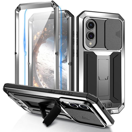For Samsung Galaxy S25 Edge 5G R-JUST Sliding Camera Life Waterproof Holder Phone Case(Silver)