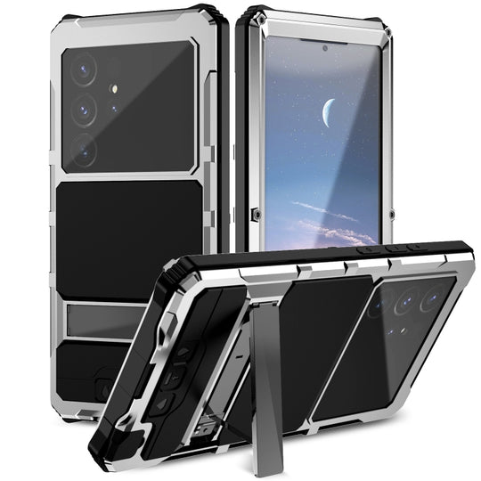 For Samsung Galaxy S24 Ultra 5G R-JUST Life Waterproof Dustproof Shockproof Holder Phone Case(Silver)