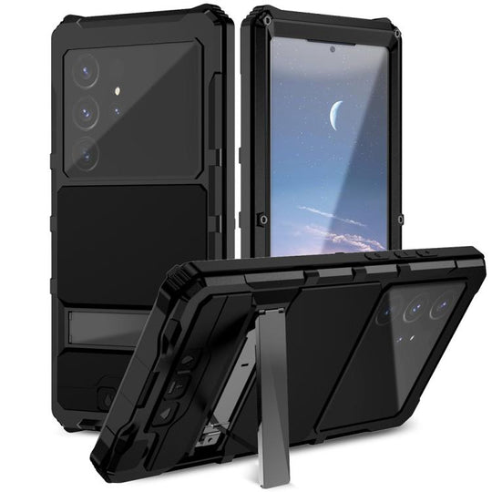 For Samsung Galaxy S25 Ultra 5G R-JUST Life Waterproof Dustproof Shockproof Holder Phone Case(Black)