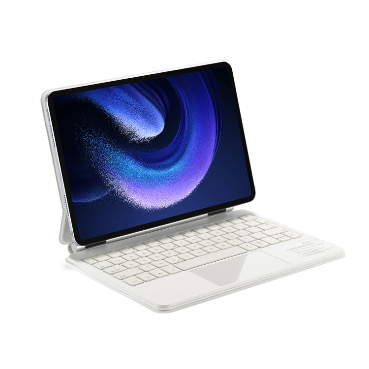 For Xiaomi Pad 6 / Pad Pro M11P-B-M611 Magnetic Bluetooth Keyboard Leather Tablet Case(White) - Xiaomi Keyboard by buy2fix | Online Shopping UK | buy2fix