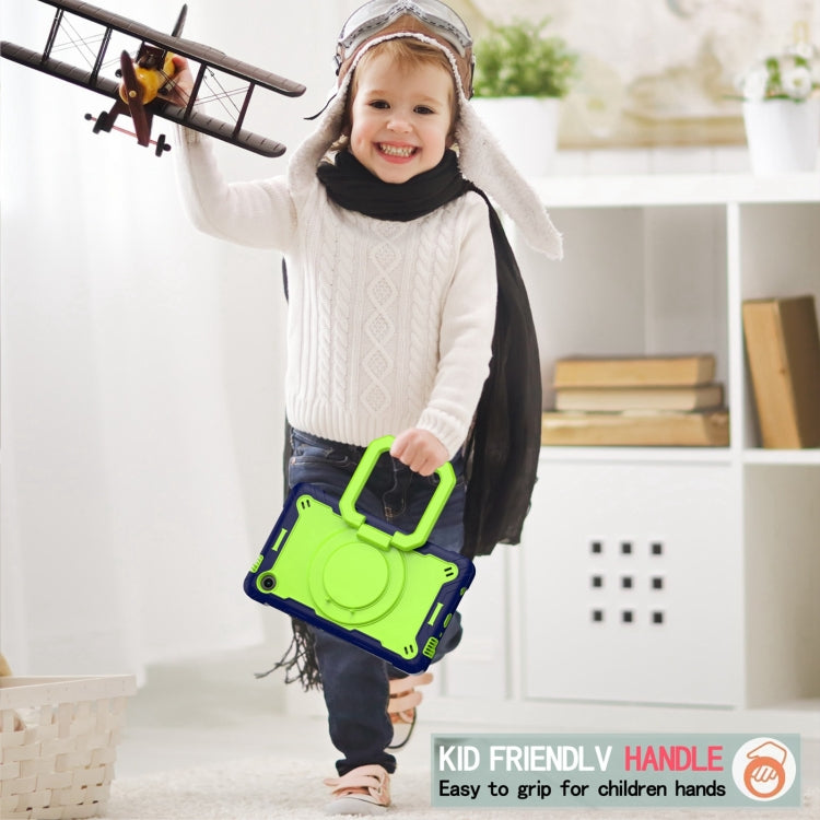 For Samsung Galaxy Tab A9 Handle Robot Silicone Hybrid PC Tablet Case(Navy Yellow Green) by buy2fix