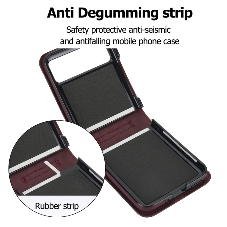 For Motorola Razr 40 Rhombic Texture Phone Case with Long & Short Lanyard(Wine Red) by buy2fix