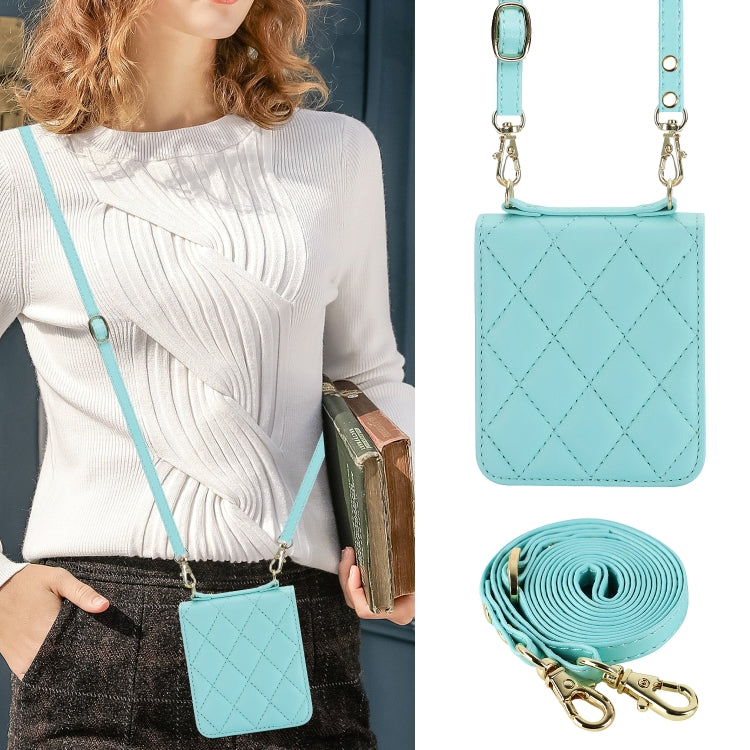 For Motorola Razr 40 Rhombic Texture Phone Case with Long & Short Lanyard(Green) by buy2fix