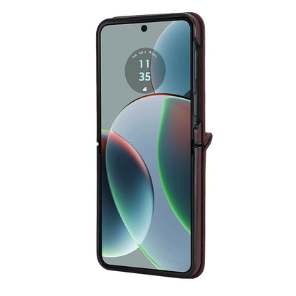 For Motorola Razr 40 Rhombic Texture Phone Case with Long & Short Lanyard(Dark Purple) by buy2fix