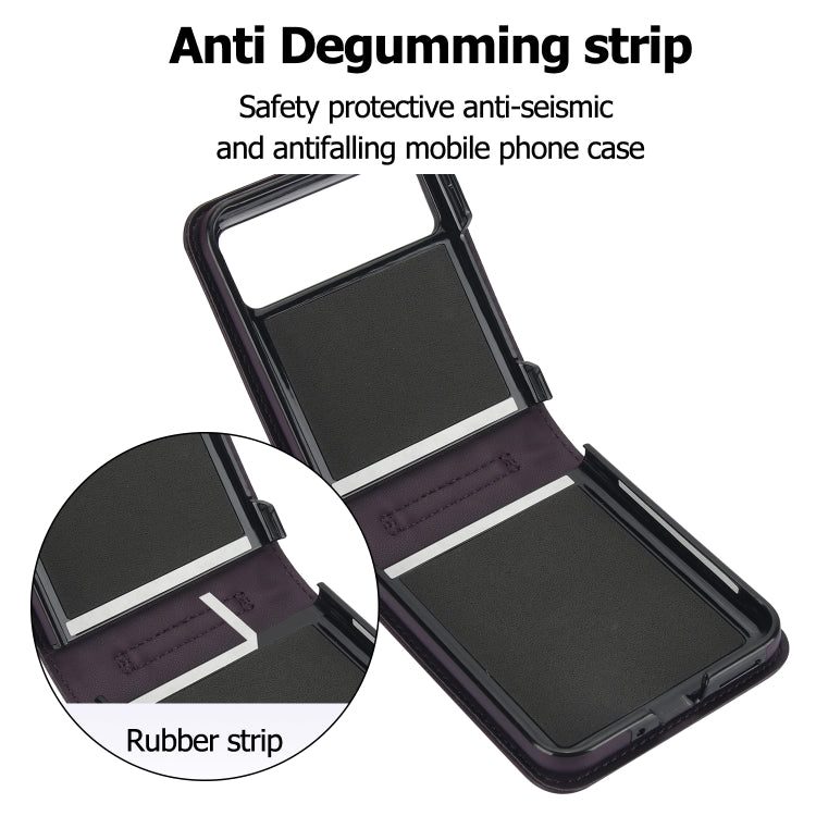 For Motorola Razr 40 Rhombic Texture Phone Case with Long & Short Lanyard(Dark Purple) by buy2fix