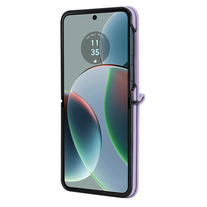 For Motorola Razr 40 Rhombic Texture Phone Case with Long & Short Lanyard(Light Purple) by buy2fix