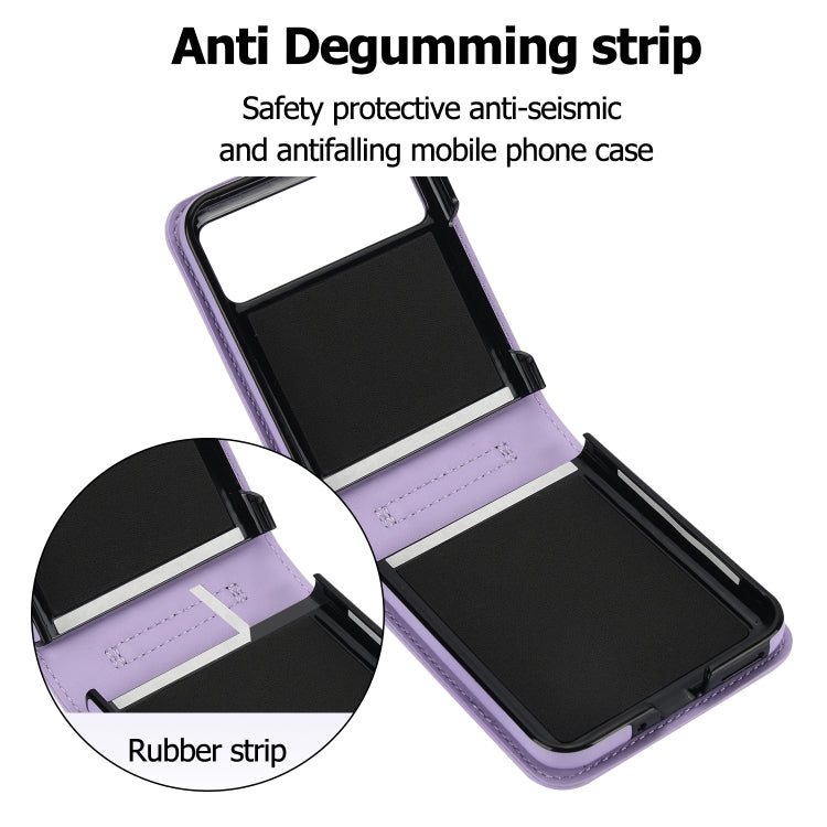 For Motorola Razr 40 Rhombic Texture Phone Case with Long & Short Lanyard(Light Purple) by buy2fix