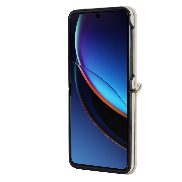 For Motorola Razr 40 Ultra Rhombic Texture Phone Case with Long & Short Lanyard(White) by buy2fix