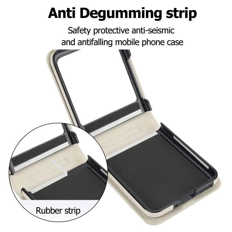 For Motorola Razr 40 Ultra Rhombic Texture Phone Case with Long & Short Lanyard(White) by buy2fix