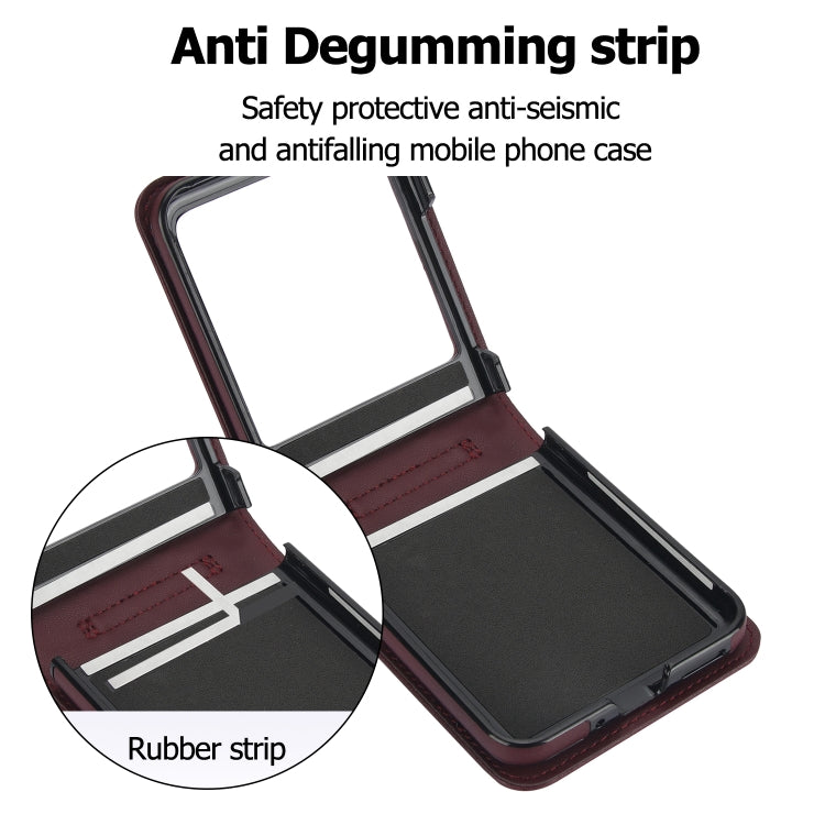 For Motorola Razr 40 Ultra Rhombic Texture Phone Case with Long & Short Lanyard(Wine Red) by buy2fix