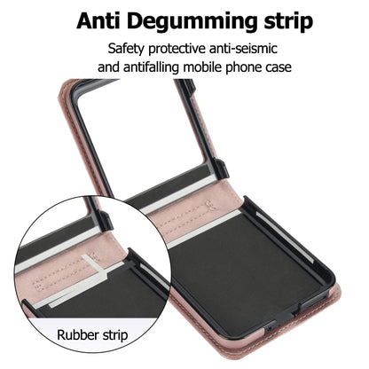 For Motorola Razr 40 Ultra Rhombic Texture Phone Case with Long & Short Lanyard(Rose Gold) by buy2fix