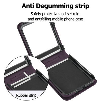 For Motorola Razr 40 Ultra Rhombic Texture Phone Case with Long & Short Lanyard(Dark Purple) by buy2fix
