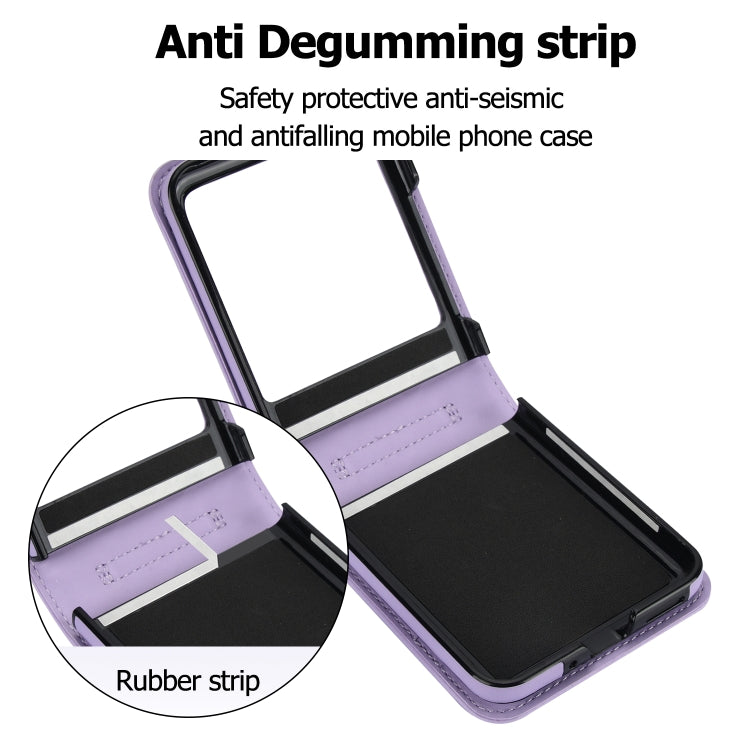 For Motorola Razr 40 Ultra Rhombic Texture Phone Case with Long & Short Lanyard(Light Purple) by buy2fix