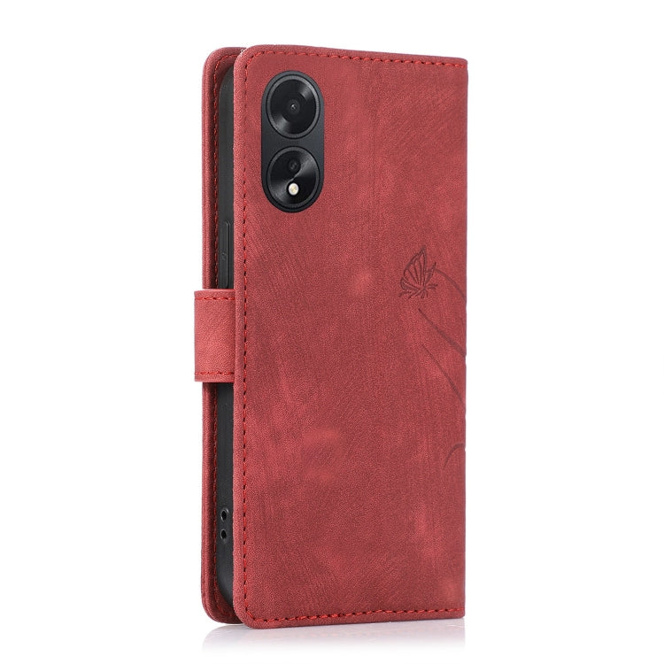 For OPPO A98 5G Orchid Butterfly Embossed Leather Phone Case(Red) by buy2fix