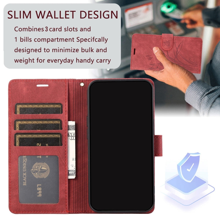 For OPPO A98 5G Orchid Butterfly Embossed Leather Phone Case(Red) by buy2fix