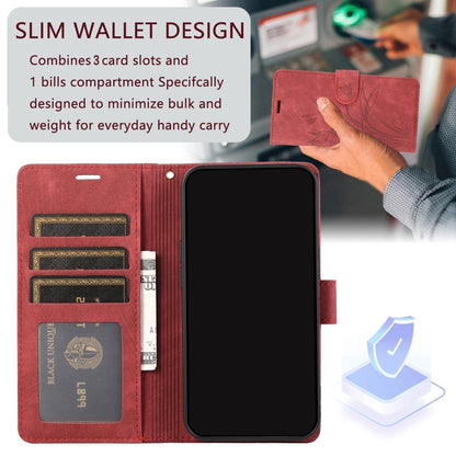 For OPPO A98 5G Orchid Butterfly Embossed Leather Phone Case(Red) by buy2fix