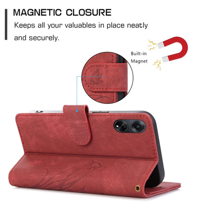 For OPPO A98 5G Orchid Butterfly Embossed Leather Phone Case(Red) by buy2fix