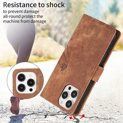 For iPhone 16 Pro Max Orchid Butterfly Embossed Leather Phone Case(Brown) by buy2fix