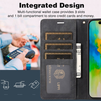 For iPhone 16 Pro Orchid Butterfly Embossed Leather Phone Case(Black) by buy2fix