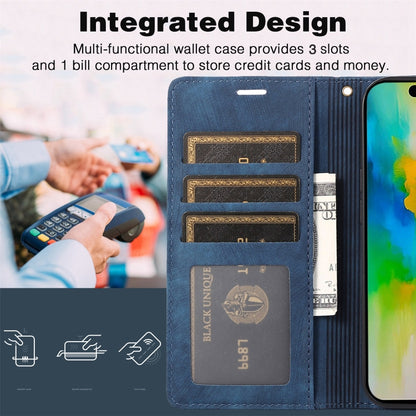 For iPhone 16 Pro Orchid Butterfly Embossed Leather Phone Case(Blue) by buy2fix